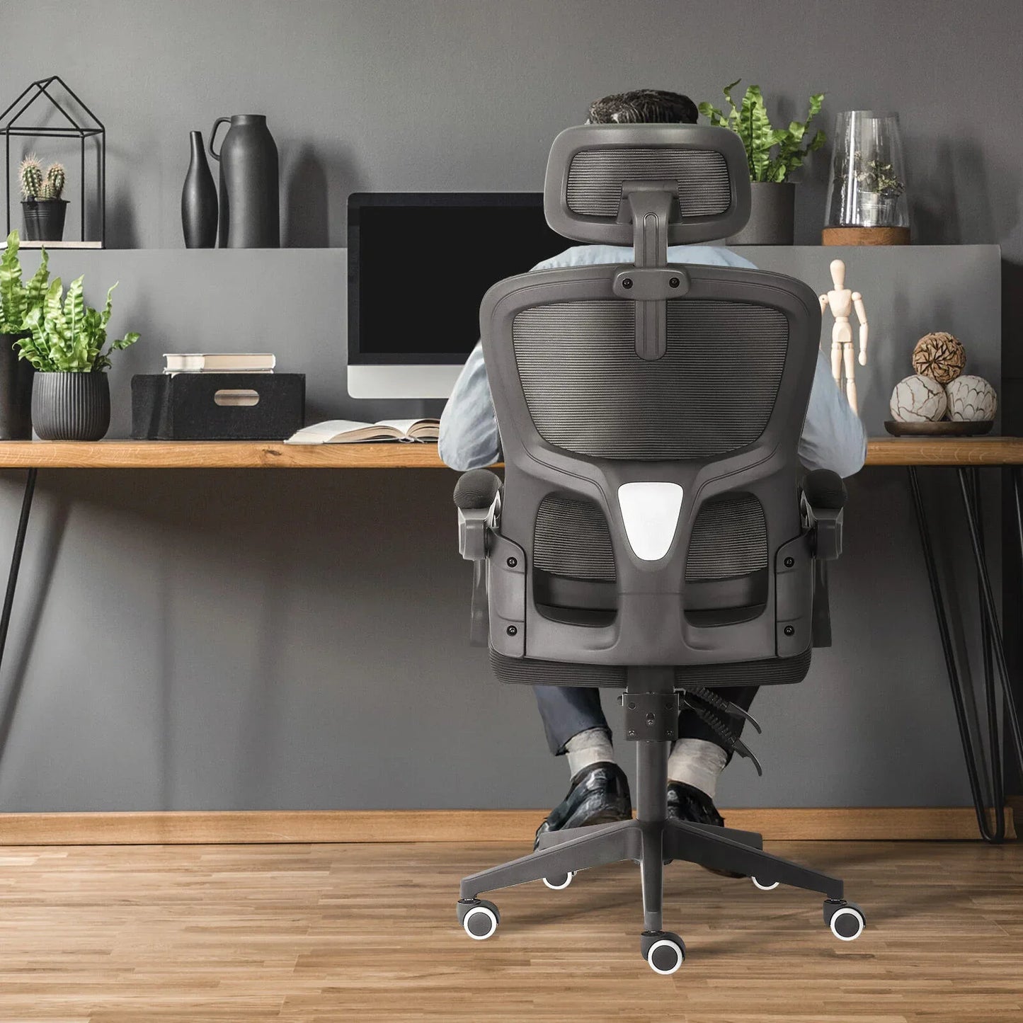 Ergonomic Reclining Office Chair - Lumbar Support, Adjustable Headrest VELTRA - BLACK - Mekamart Australia