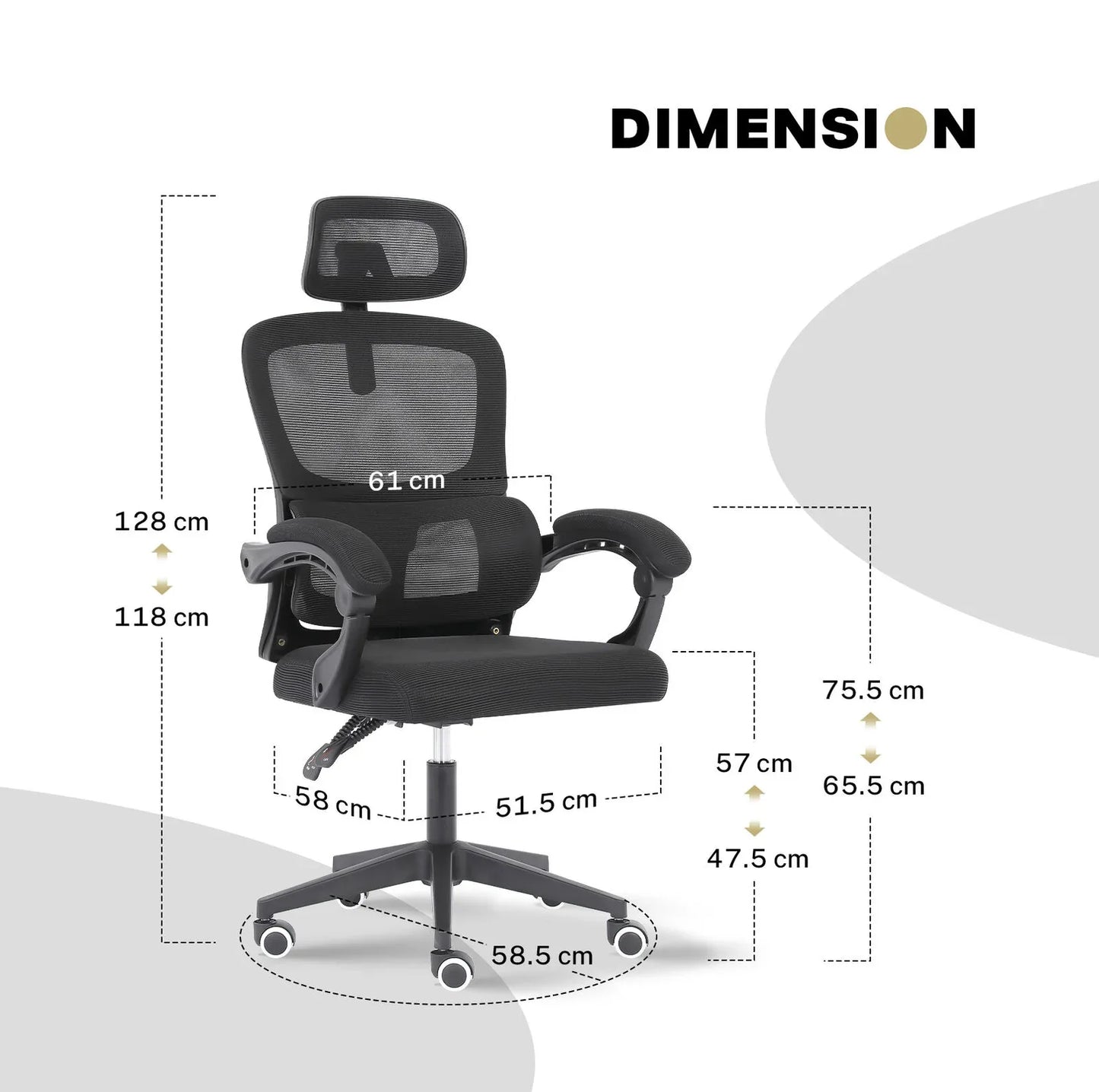 Ergonomic Reclining Office Chair - Lumbar Support, Adjustable Headrest VELTRA - BLACK - Mekamart Australia