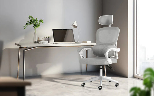 Ergonomic Reclining Office Chair - Lumbar Support, Adjustable Headrest VELTRA - GREY - Mekamart Australia