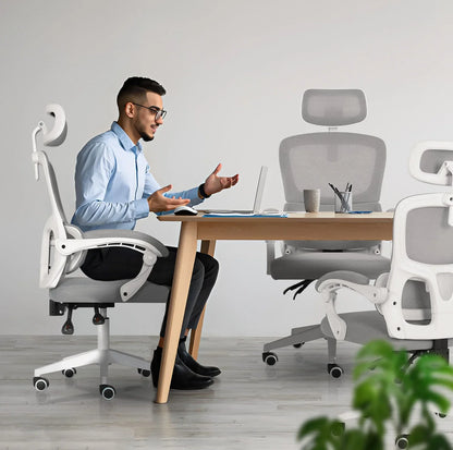 Ergonomic Reclining Office Chair - Lumbar Support, Adjustable Headrest VELTRA - GREY - Mekamart Australia
