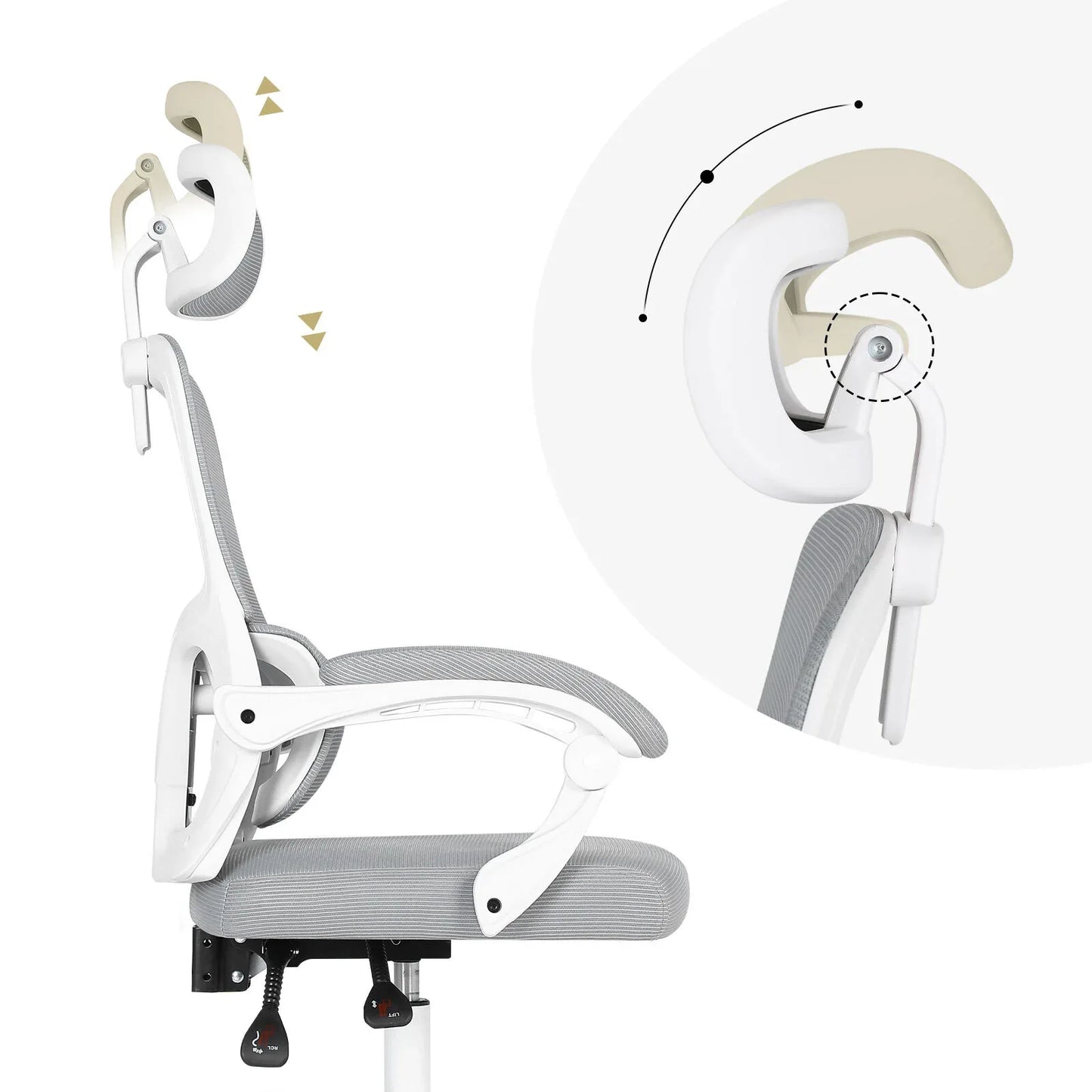 Ergonomic Reclining Office Chair - Lumbar Support, Adjustable Headrest VELTRA - GREY - Mekamart Australia