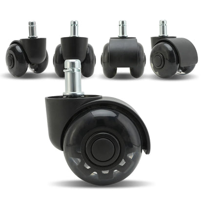 5X 2'' Twin Wheel Office Chair Casters - Slient Smooth, 11x22mm Stem - Mekamart Australia