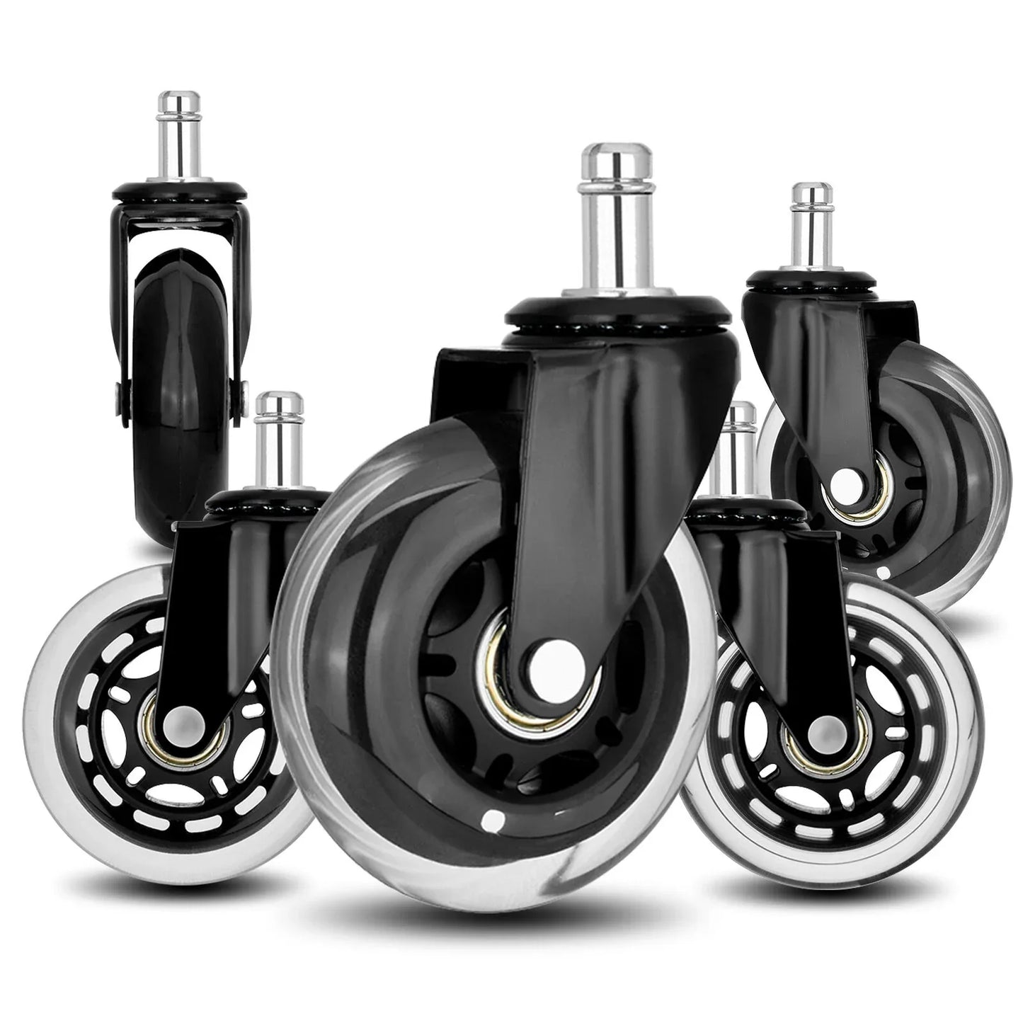5X 3'' Rollerblade Style Wheels Office Chair Casters - Slient Smooth, 11x22mm Stem - Mekamart Australia