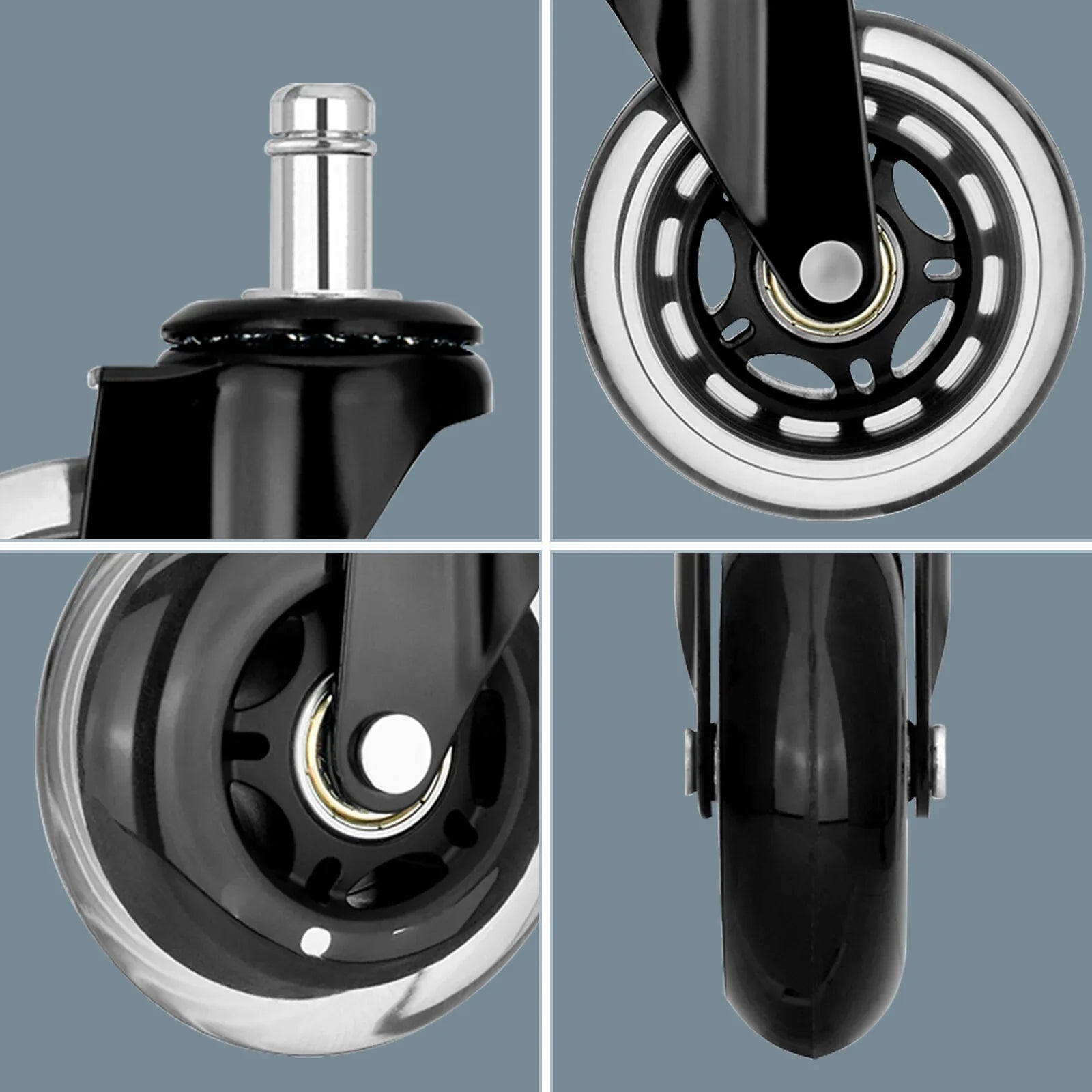 5X 3'' Rollerblade Style Wheels Office Chair Casters - Slient Smooth, 11x22mm Stem - Mekamart Australia