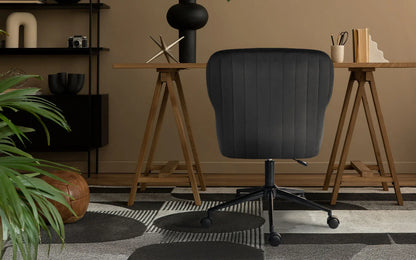 Desk Armchair - Home Office Swivel Chair Adjustable Height Seat PLUME BLACK - Mekamart Australia