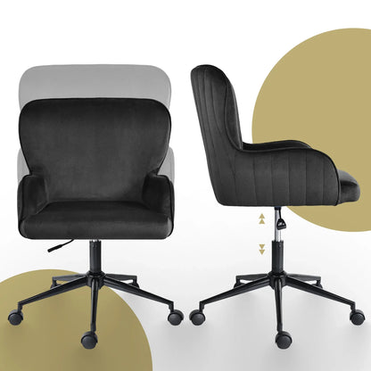 Desk Armchair - Home Office Swivel Chair Adjustable Height Seat PLUME BLACK - Mekamart Australia