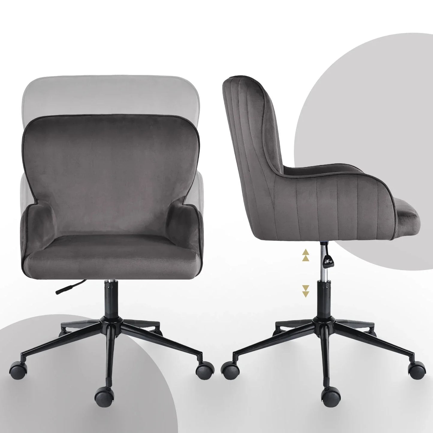 Desk Armchair - Home Office Swivel Chair Adjustable Height Seat PLUME GREY - Mekamart Australia