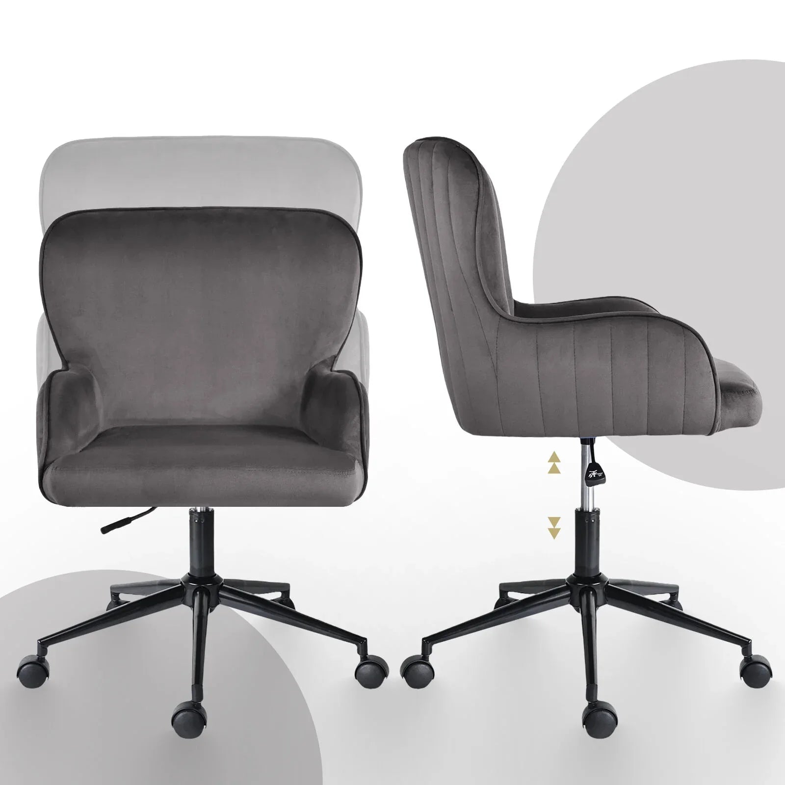 Desk Armchair - Home Office Swivel Chair Adjustable Height Seat PLUME GREY - Mekamart Australia