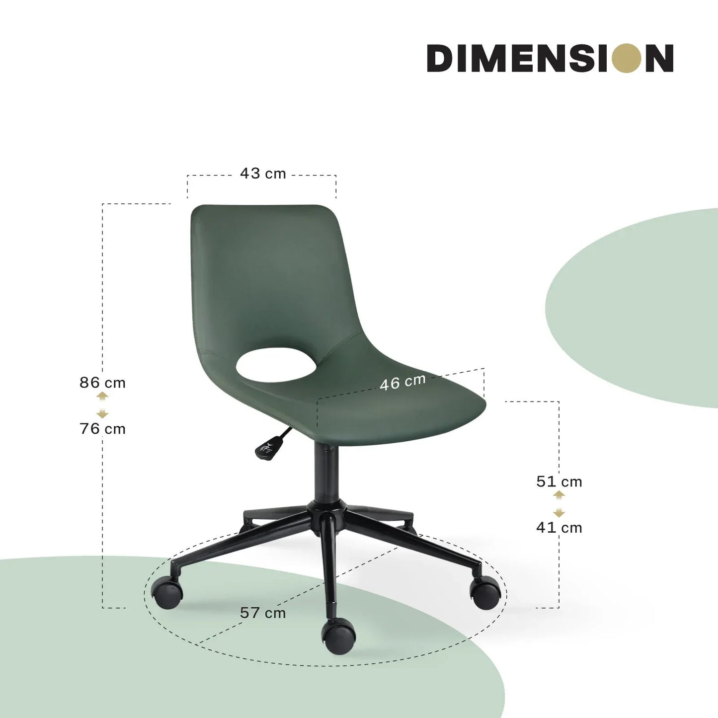 2 Set Office Desk Chair - PU Leather Home Swivel Chair Cut-Out Seat HALO GREEN - Mekamart Australia