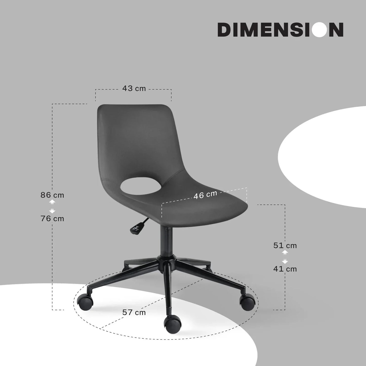 2 Set Office Desk Chair - PU Leather Home Swivel Chair Cut-Out Seat HALO GREY - Mekamart Australia