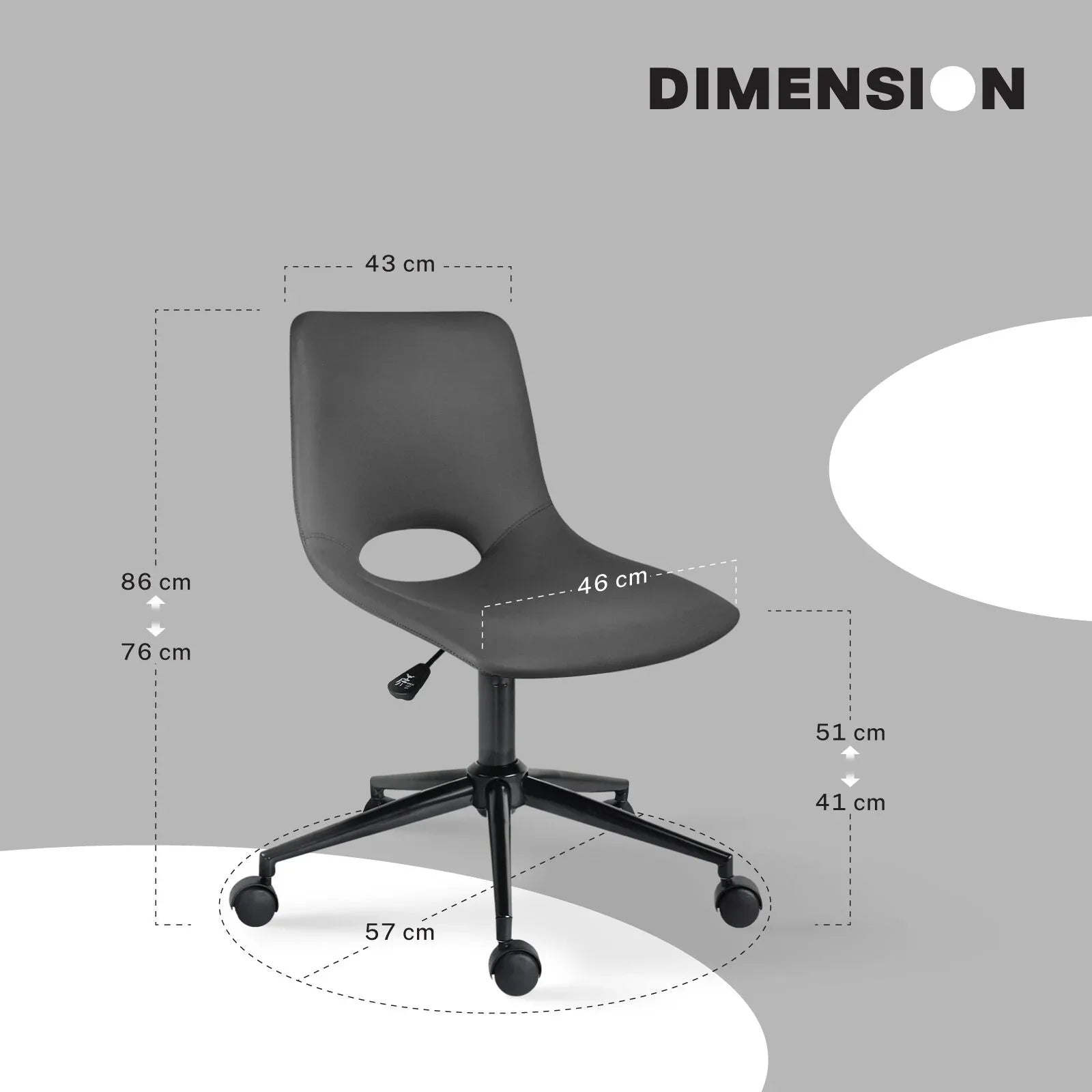 2 Set Office Desk Chair - PU Leather Home Swivel Chair Cut-Out Seat HALO GREY - Mekamart Australia