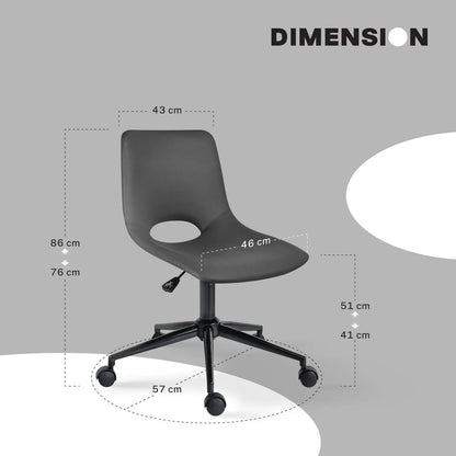 2 Set Office Desk Chair - PU Leather Home Swivel Chair Cut-Out Seat HALO GREY - Mekamart Australia