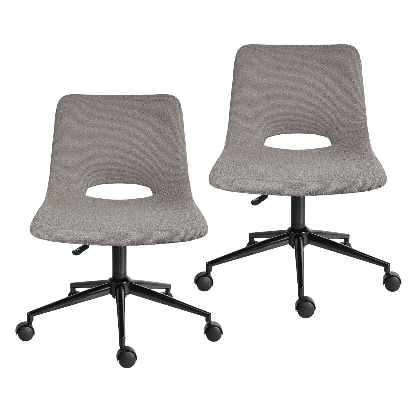 2 Set Office Desk Chair - Loop Yarn Fabric Home Swivel Chair Cut-Out Seat HALO GREY - Mekamart Australia
