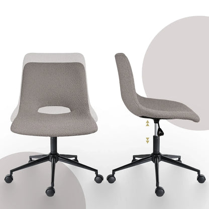 2 Set Office Desk Chair - Loop Yarn Fabric Home Swivel Chair Cut-Out Seat HALO GREY - Mekamart Australia