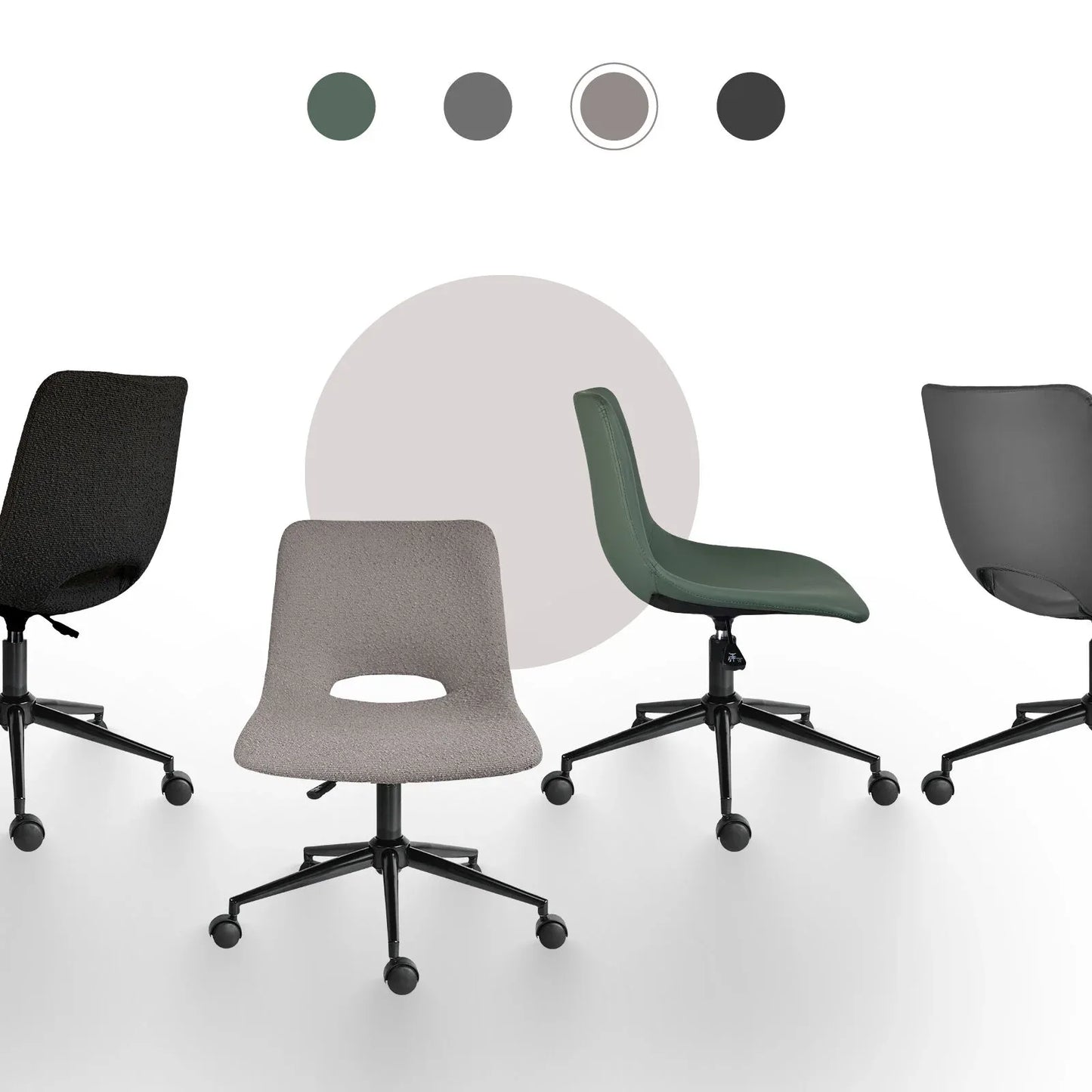 2 Set Office Desk Chair - Loop Yarn Fabric Home Swivel Chair Cut-Out Seat HALO GREY - Mekamart Australia