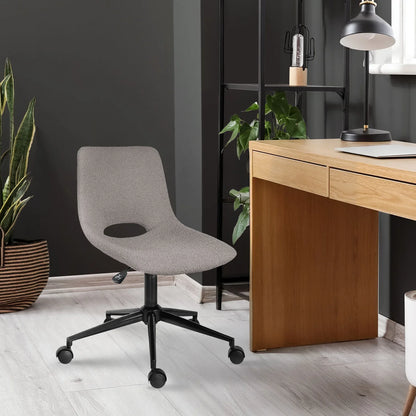 2 Set Office Desk Chair - Loop Yarn Fabric Home Swivel Chair Cut-Out Seat HALO GREY - Mekamart Australia