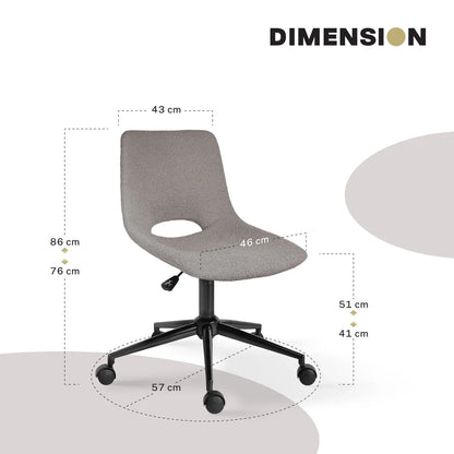 2 Set Office Desk Chair - Loop Yarn Fabric Home Swivel Chair Cut-Out Seat HALO GREY - Mekamart Australia