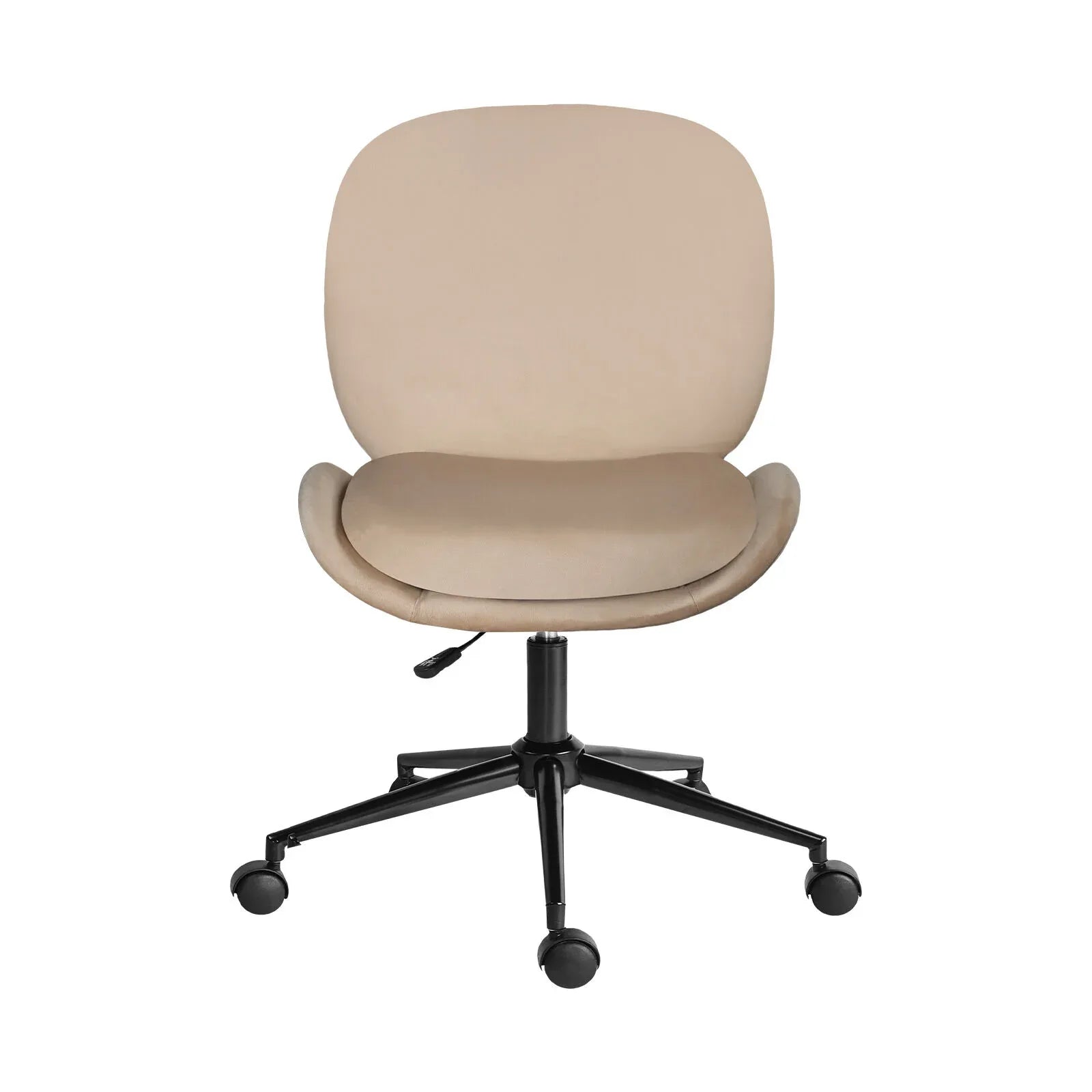 Office Desk Chair - Velvet Armless Swivel Study Seat OVOID PALE KHAKI - Mekamart Australia