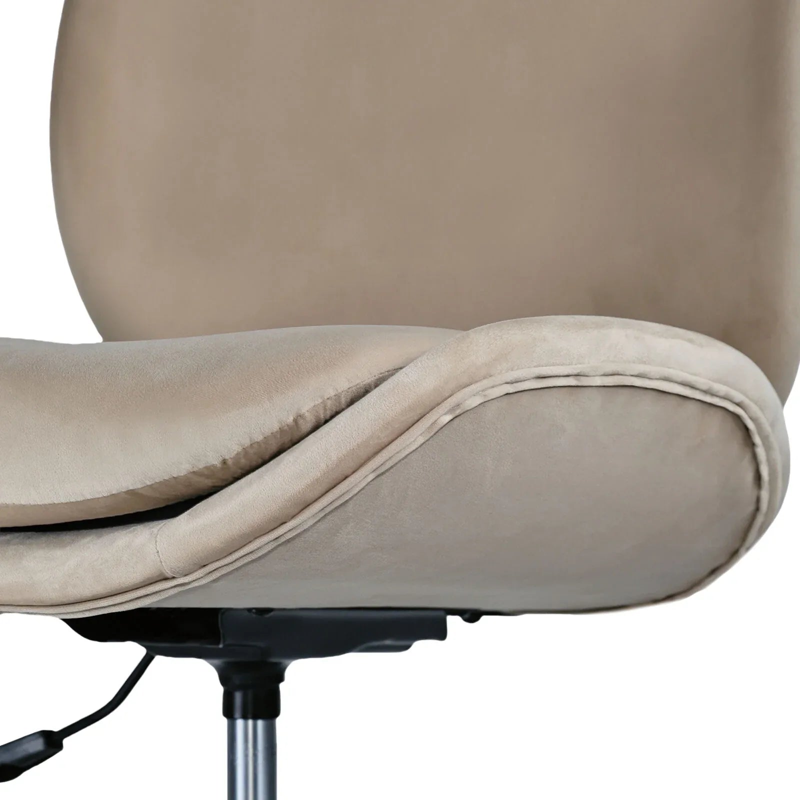 Office Desk Chair - Velvet Armless Swivel Study Seat OVOID PALE KHAKI - Mekamart Australia