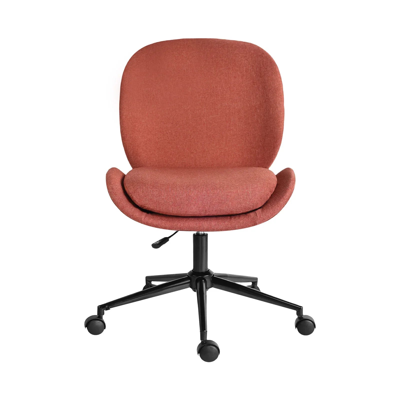 Office Desk Chair - Linen Fabric Armless Swivel Study Seat OVOID EARTHY RED - Mekamart Australia