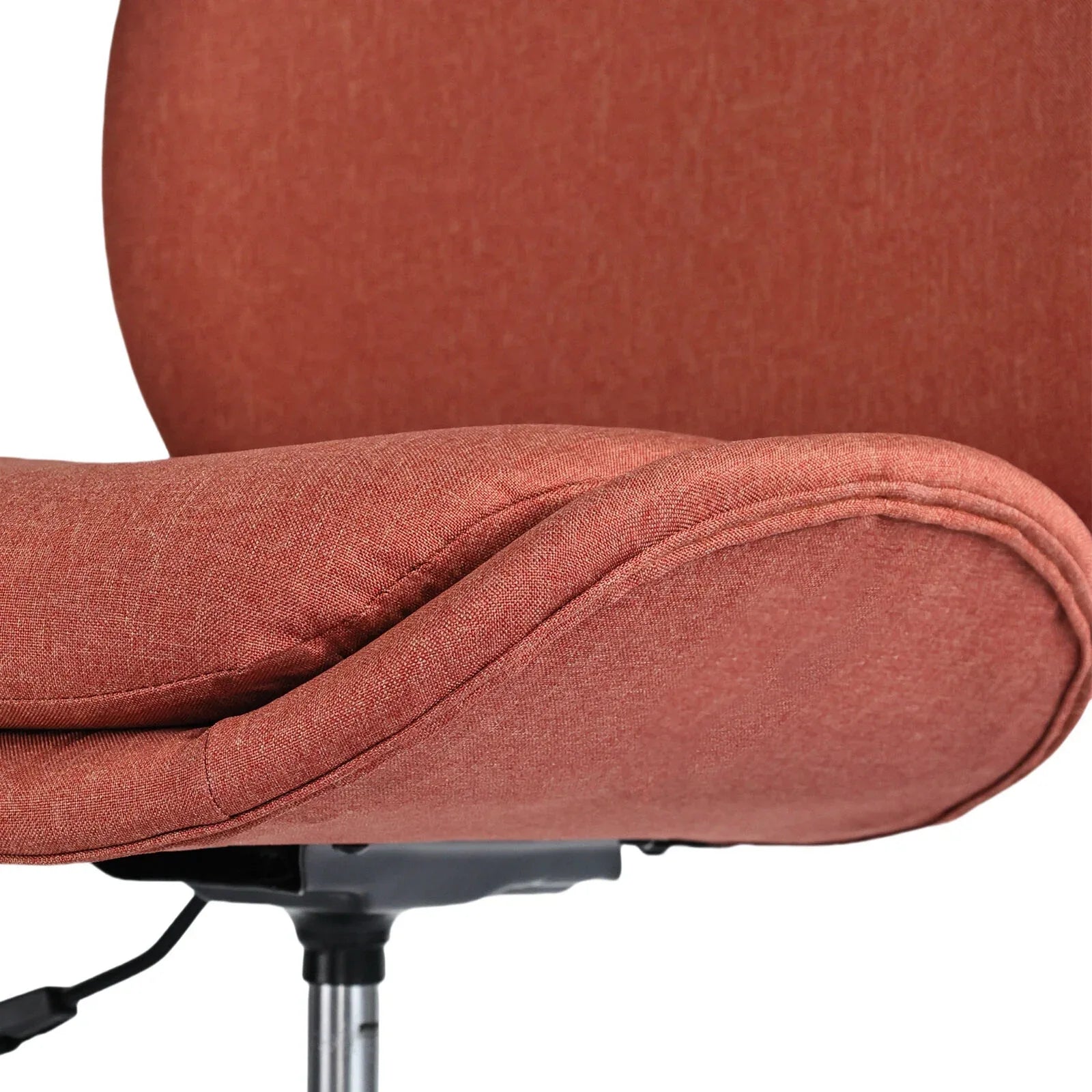 Office Desk Chair - Linen Fabric Armless Swivel Study Seat OVOID EARTHY RED - Mekamart Australia