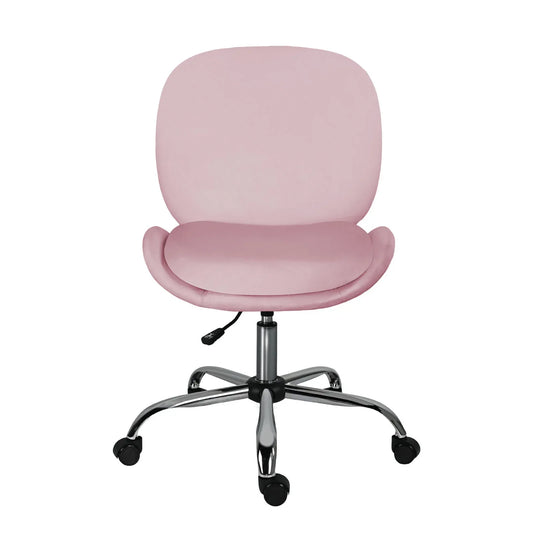Office Desk Chair - Velvet Armless Swivel Study Seat OVOID PINK - Mekamart Australia