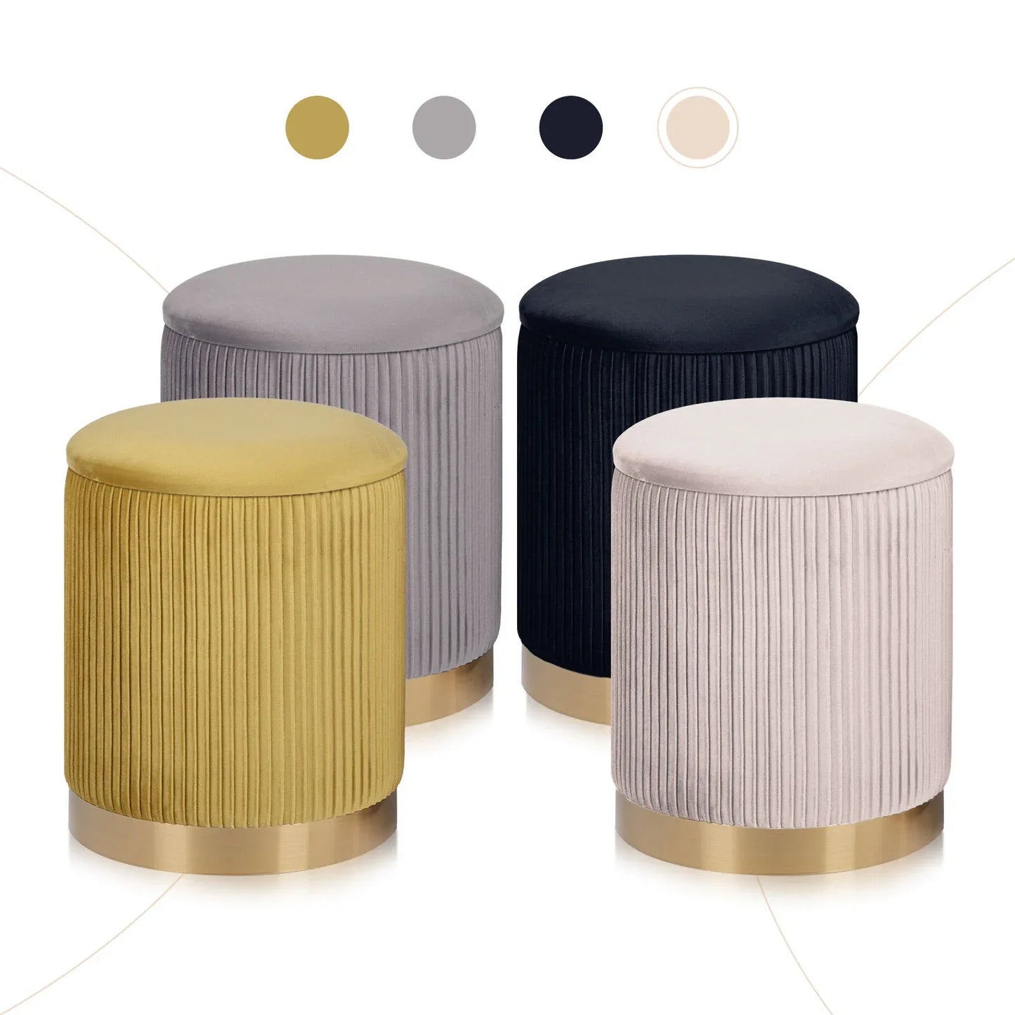 2X Side Table Storage Ottoman - Velvet Stool MIRA Cream - Mekamart Australia
