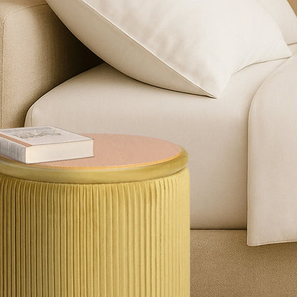 2X Side Table Storage Ottoman - Velvet Stool MIRA Mustard - Mekamart Australia