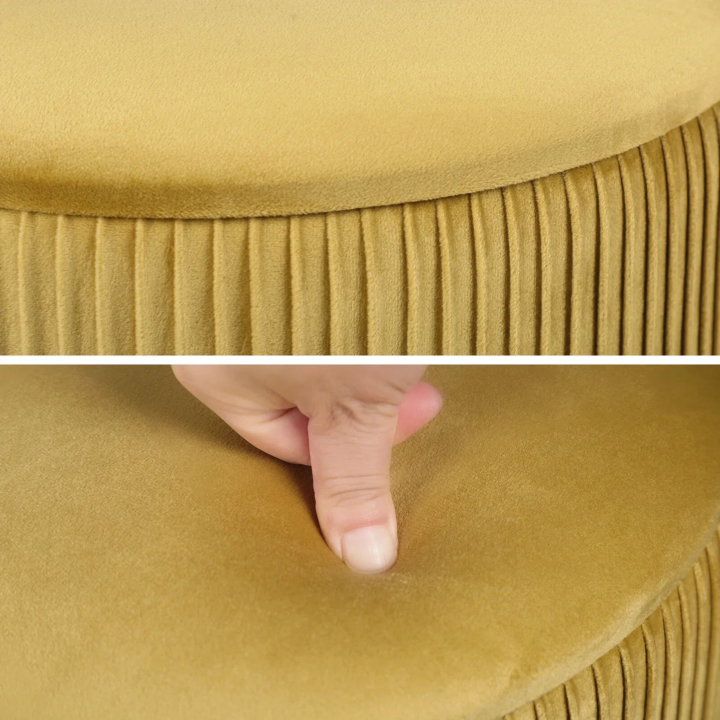 2X Side Table Storage Ottoman - Velvet Stool MIRA Mustard - Mekamart Australia