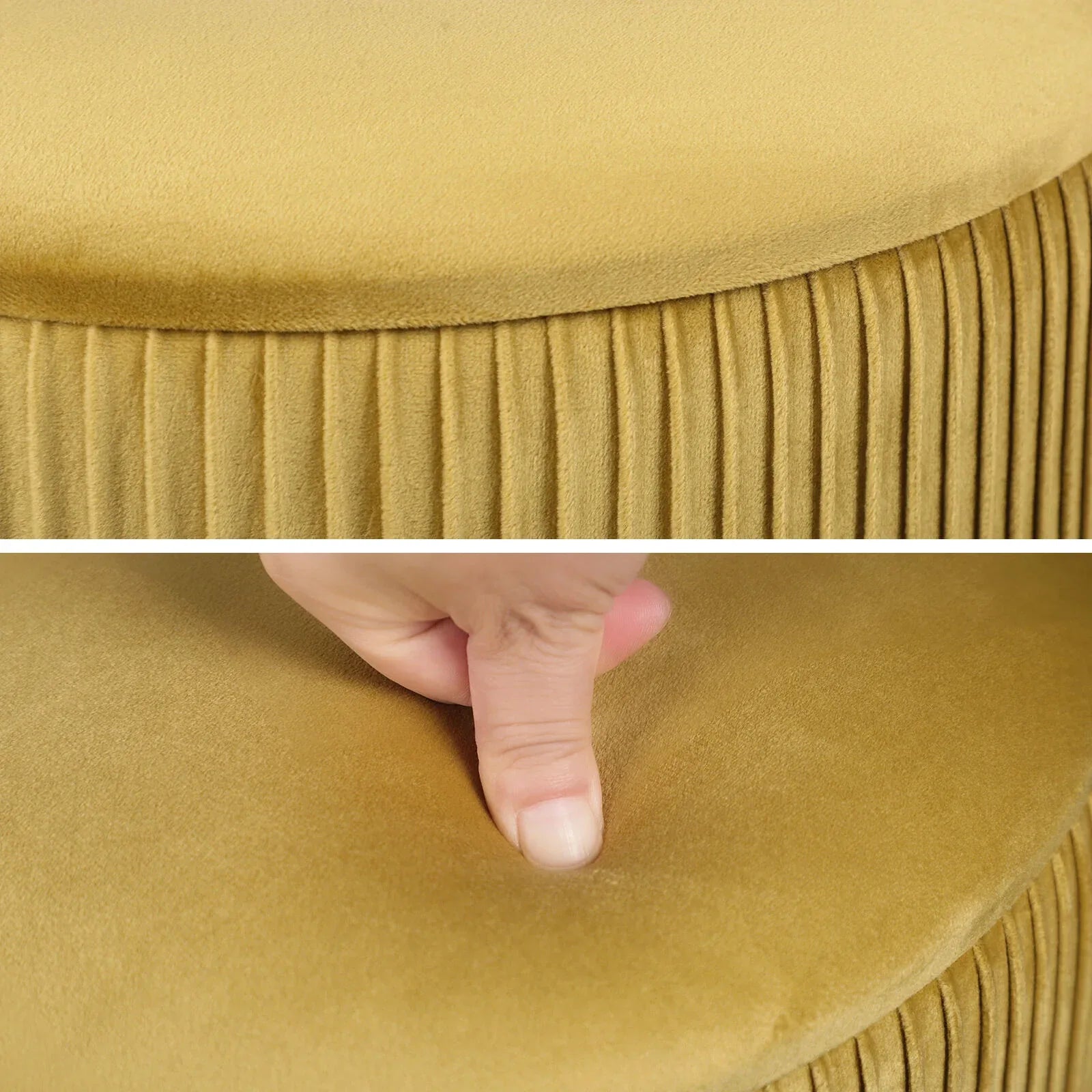 2X Side Table Storage Ottoman - Velvet Stool MIRA Mustard - Mekamart Australia