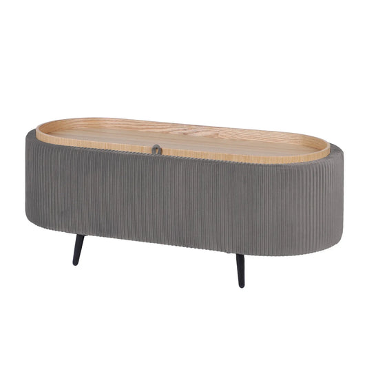 Coffee Table Storage Ottoman - Velvet Padded Blanket Box Bench IRENE GREY - Mekamart Australia