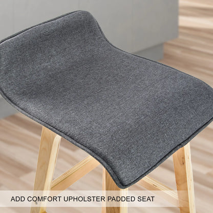 4X Wooden Bar Stool Dining Chair Fabric SOPHIA 74cm GREY - Mekamart Australia