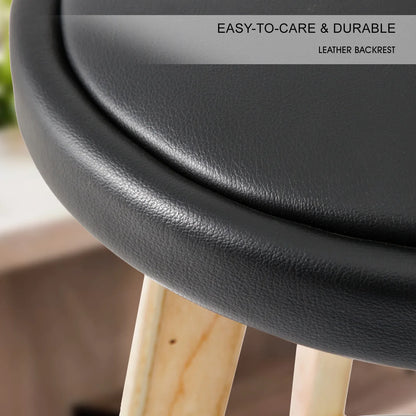 4X Wooden Bar Stool Dining Chair Leather LEILA 72cm BLACK - Mekamart Australia