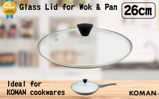 KOMAN Stainless Steel Glass Lid with Bakelite Handle - 28cm - Mekamart Australia