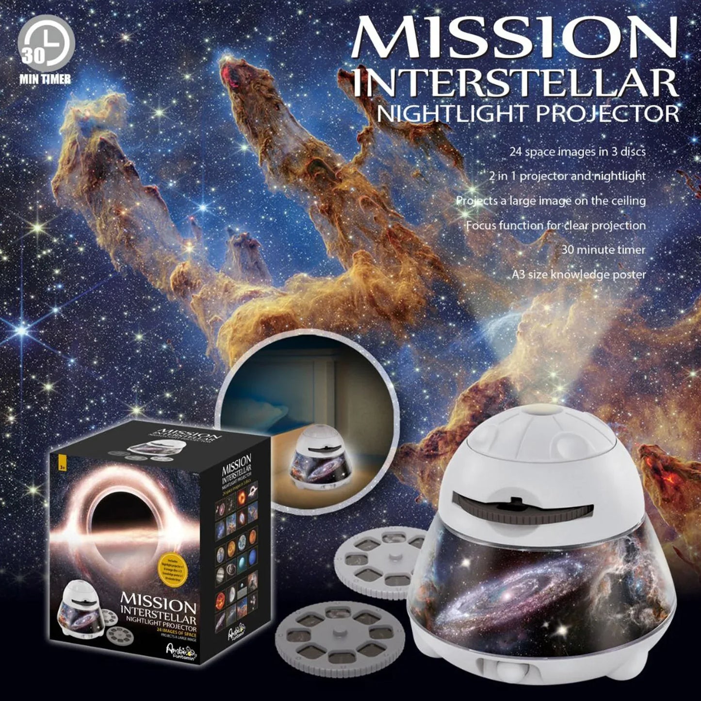 Mission Interstellar Dreamy Sky Night Light Projector - Kids STEAM Toy - Mekamart Australia