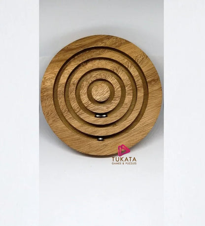 Marble run brain teaser puzzle, wood, handmade 3D puzzle-get all 3 marbles together - Mekamart Australia