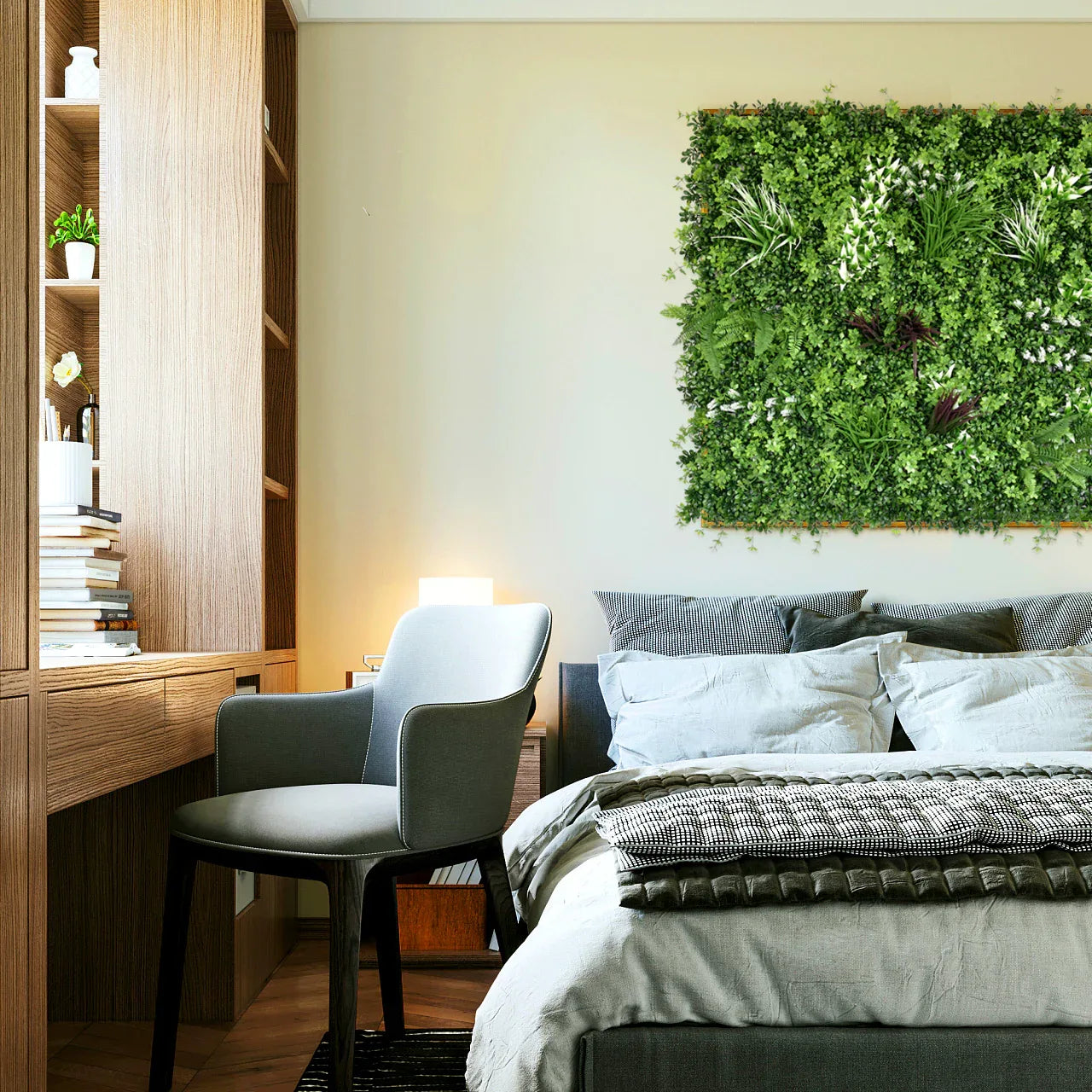 YES4HOMES 1 SQM Artificial Plant Wall Grass Panels Vertical Garden Foliage Tile Fence 1X1M Green - Mekamart Australia