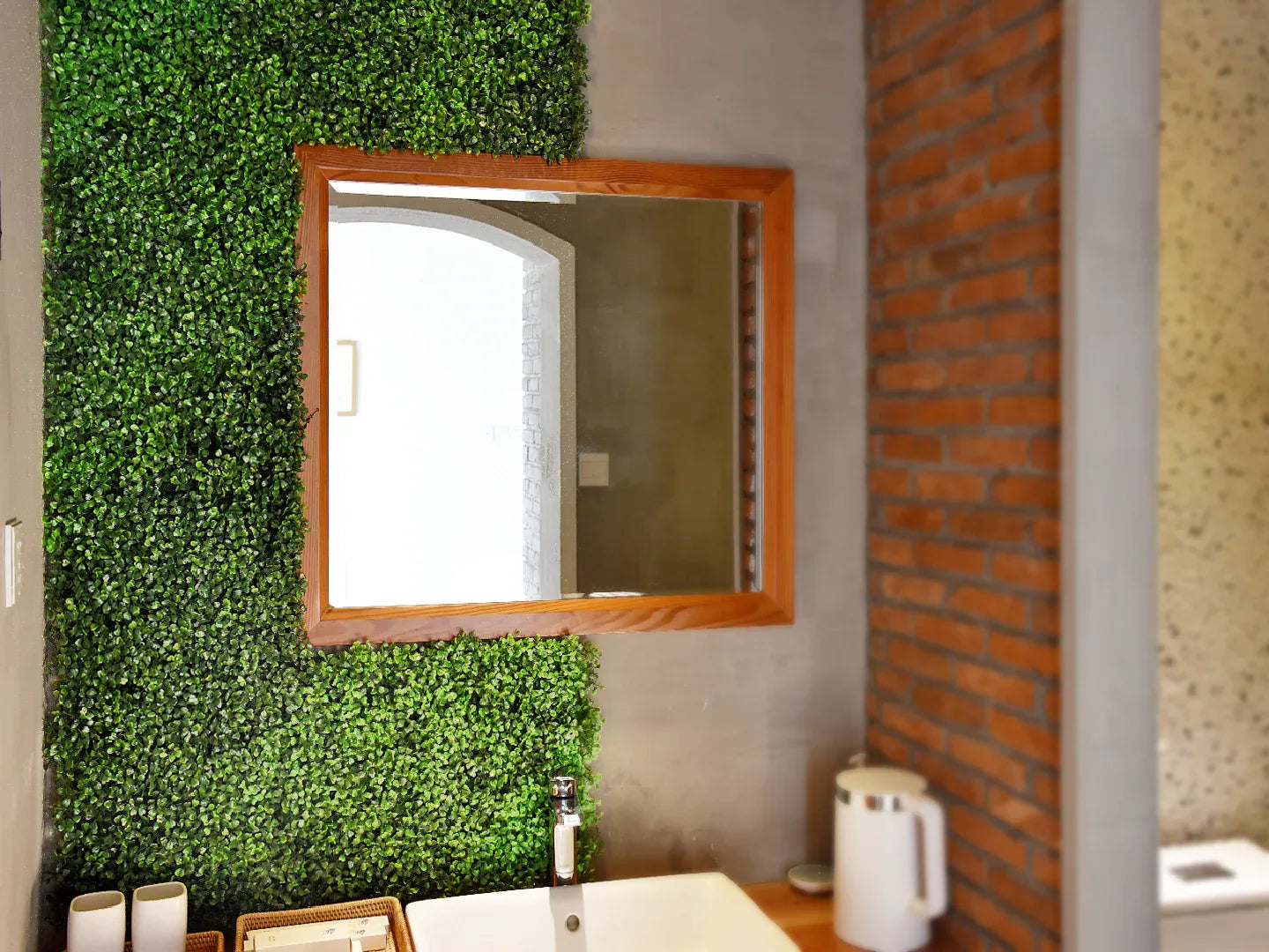 YES4HOMES 4 x Artificial Plant Wall Grass Panels Vertical Garden Tile Fence 50X50CM Green - Mekamart Australia