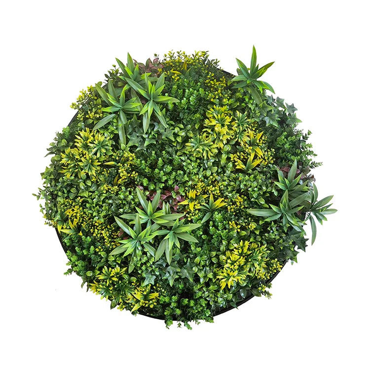 YES4HOMES Artificial Green Wall Plant Panel Disc Garden Flower Art 100cm Grassy UV Resistant-Fireworks Black Frame - Mekamart Australia
