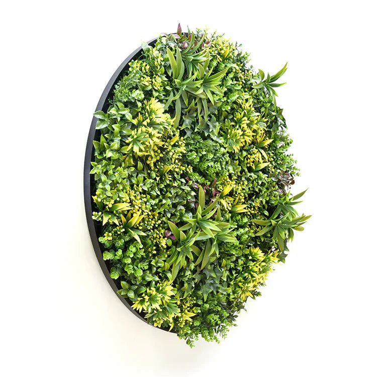 YES4HOMES Artificial Green Wall Plant Panel Disc Garden Flower Art 100cm Grassy UV Resistant-Fireworks Black Frame - Mekamart Australia