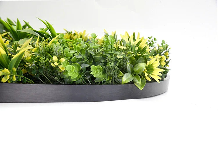 YES4HOMES Artificial Green Wall Plant Panel Disc Garden Flower Art 100cm Grassy UV Resistant-Fireworks Black Frame - Mekamart Australia