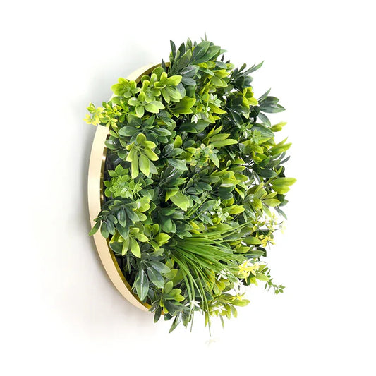 YES4HOMES Artificial Green Wall Plant Garden Panel Daffodil Smile Disc Art 50cm Grassy UV Resistant Frame - Mekamart Australia