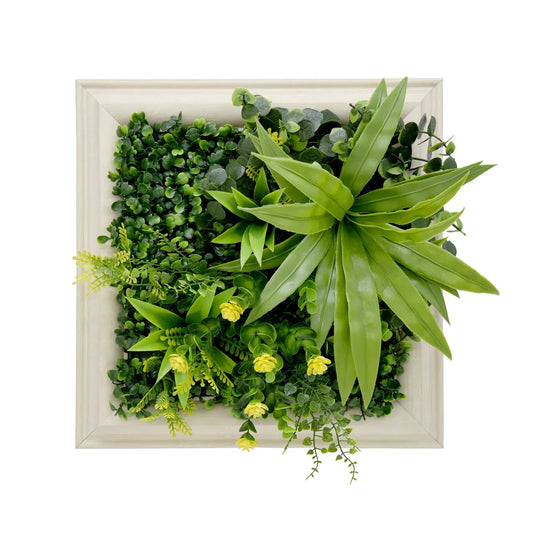 YES4HOMES 3D Green Artificial Plants Wall Panel Flower Wall With Frame Vertical Garden UV Resistant 33X33CM Flourishing Spring - Mekamart Australia