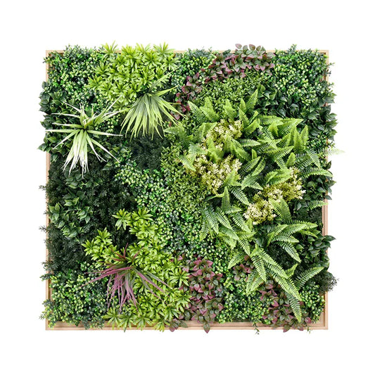 YES4HOMES 3D 1Mx1M Green Artificial Plants Wall Panel Flower Wall With Frame Vertical Garden UV Resistant Frame - Mekamart Australia