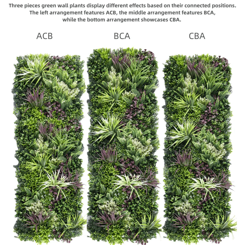 YES4HOMES 3 Artificial Plant Wall Grass Panels Vertical Garden Foliage Tile Fence 50X50 CM - Mekamart Australia