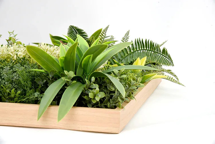 YES4HOMES 3D Green Artificial Plants Wall Panel Flower Wall With Frame Vertical Garden UV Resistant 50X50CM - Mekamart Australia