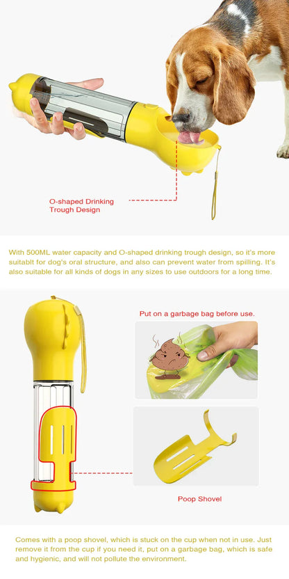 YES4PETS 4 in 1 Portable Pet Dog Puppy Cat Drinking Mug Water Feeder Bottle Valve Travel Bottle Yellow - Mekamart Australia