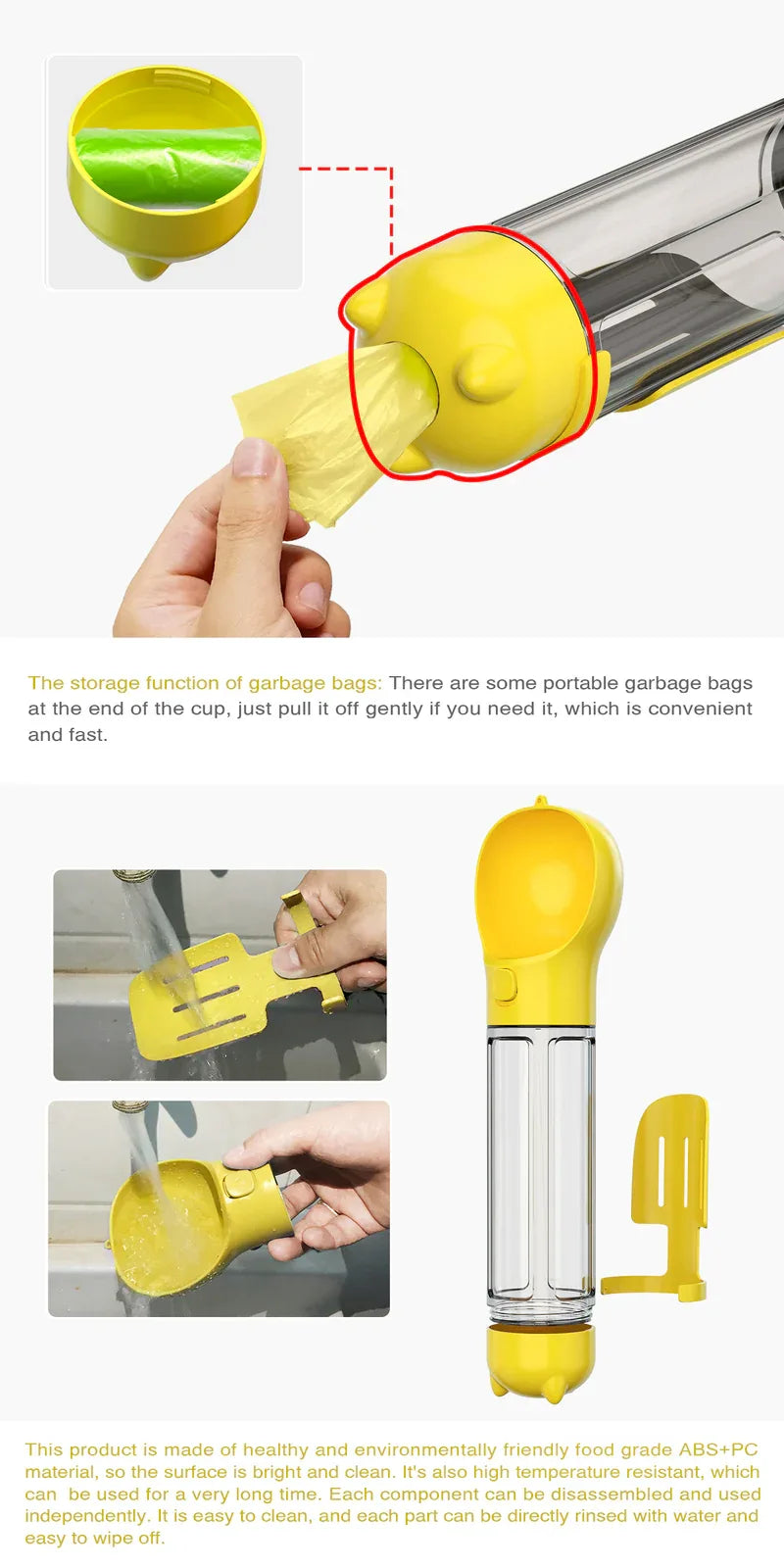 YES4PETS 4 in 1 Portable Pet Dog Puppy Cat Drinking Mug Water Feeder Bottle Valve Travel Bottle Yellow - Mekamart Australia