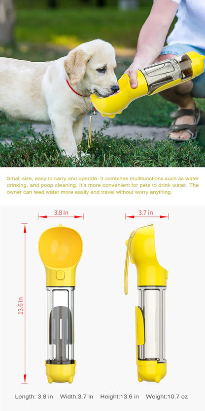 YES4PETS 4 in 1 Portable Pet Dog Puppy Cat Drinking Mug Water Feeder Bottle Valve Travel Bottle Yellow - Mekamart Australia