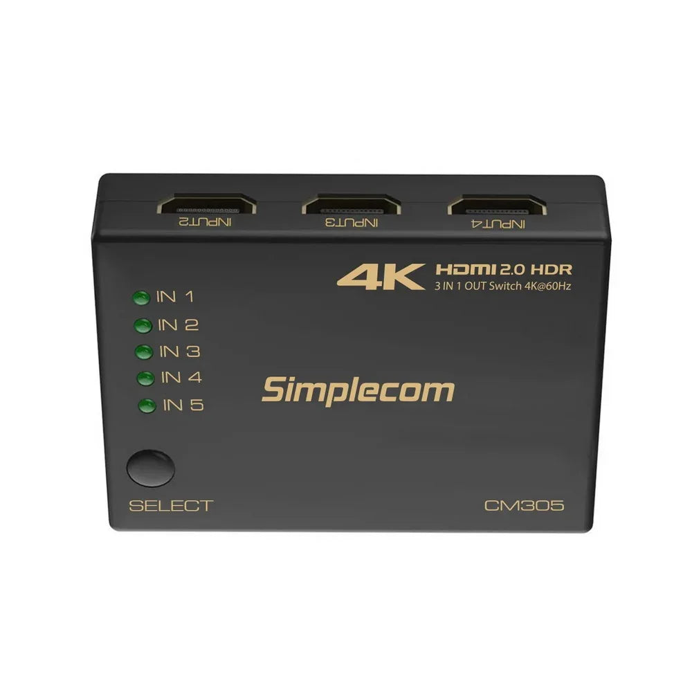 Simplecom CM305 Ultra HD 5 Way HDMI Switch 5 IN 1 OUT Splitter 4K@60Hz - Mekamart Australia